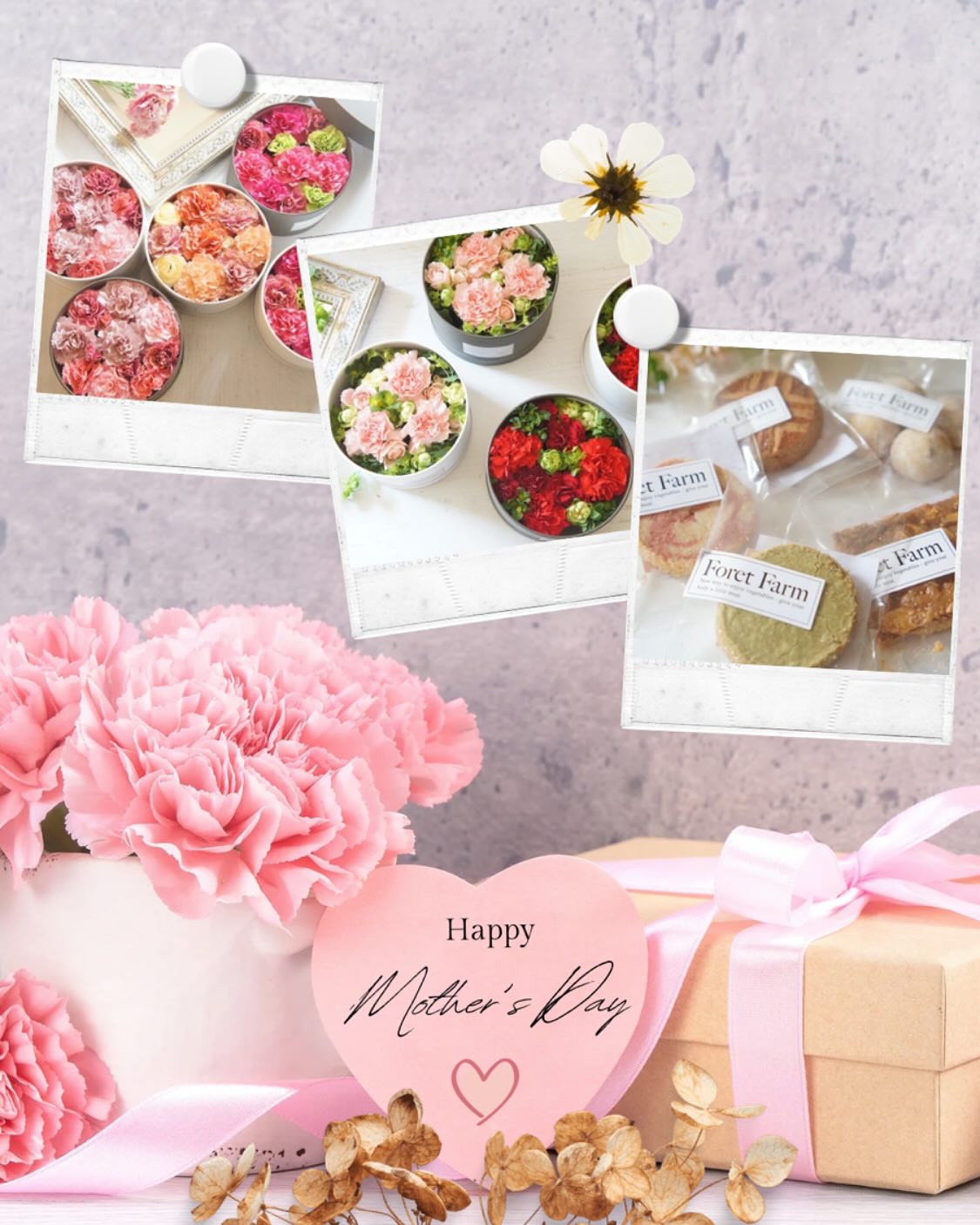 サロンドール　@salondorstyle さんの
母の日ギフト、予約スタートしています💐

今年はオプションとして、ForetFarmの焼き菓子を
選べるようにしてくださっています😃✨

サロンドール @salondorstyle さんの
オンラインショップをぜひのぞいてみてください💐
https://www.salondorstyle.com/product/1962

そして、明日
4/15(火)12:00〜
サロンドール代表　池上真麻さん @marsaikegami の
アカウントにて、インスタライブに参加させて
いただきます。農業のことやお菓子のことなど
お話しさせていただく予定です。

初インスタライブでドキドキですが
楽しんできます！💪
ご都合が合う方はぜひご覧下さい😊

#母の日ギフト#mothersday#母の日プレゼント#フラワーギフト#焼き菓子ギフト#グルテンフリースイーツ#ヴィーガンスイーツ#無添加おやつ#サロンドール#フォレットファーム#お母さんありがとう#foretfarm#有機野菜#organic